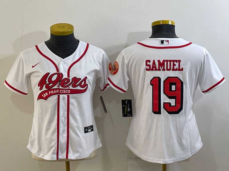 Womens San Francisco 49ers #19 Deebo Samuel White Color Rush With Patch Cool Base Stitched Baseball Jersey->women nfl jersey->Women Jersey